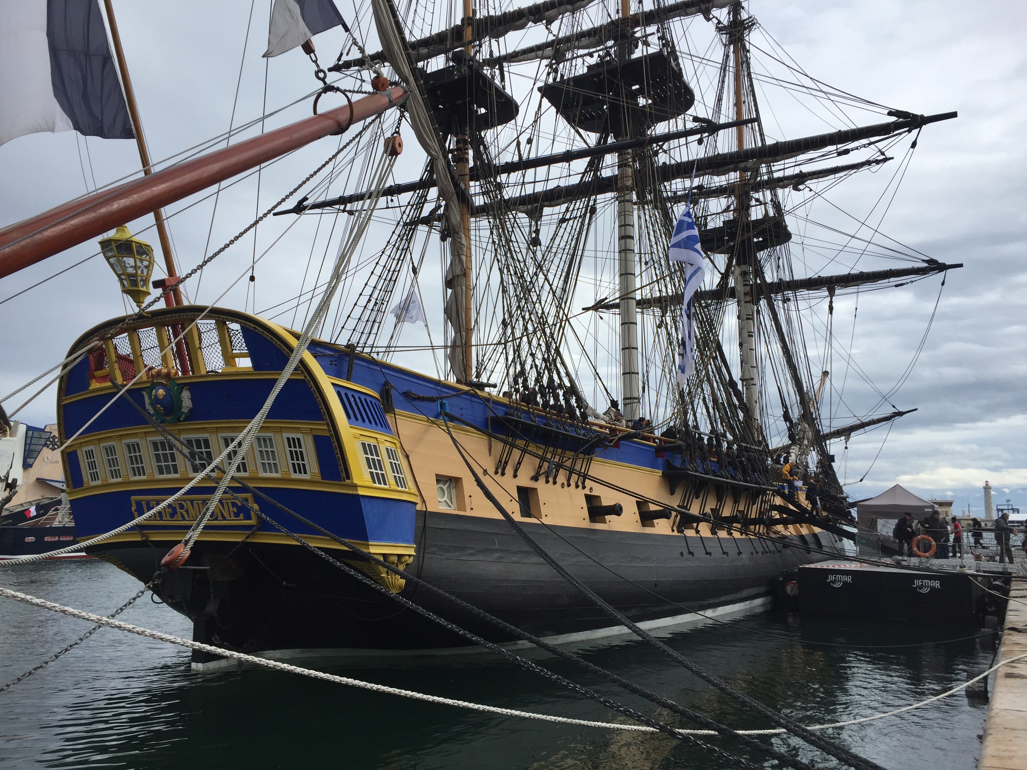 L'Hermione dans le port de Sète, avril 2018
